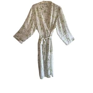 Vintage Oscar de la Renta Floral Kimono Robe Size M/L Sheer White